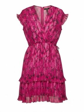 Kenzo Paris Peonie Crepe Tiered Flare Dress Size Medium